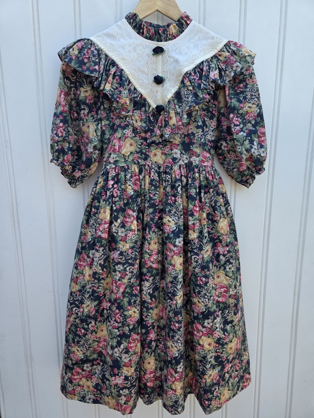 Vintage Kotton Kandi Floral Cottagecore Prairie Style Dress Girls Size 14